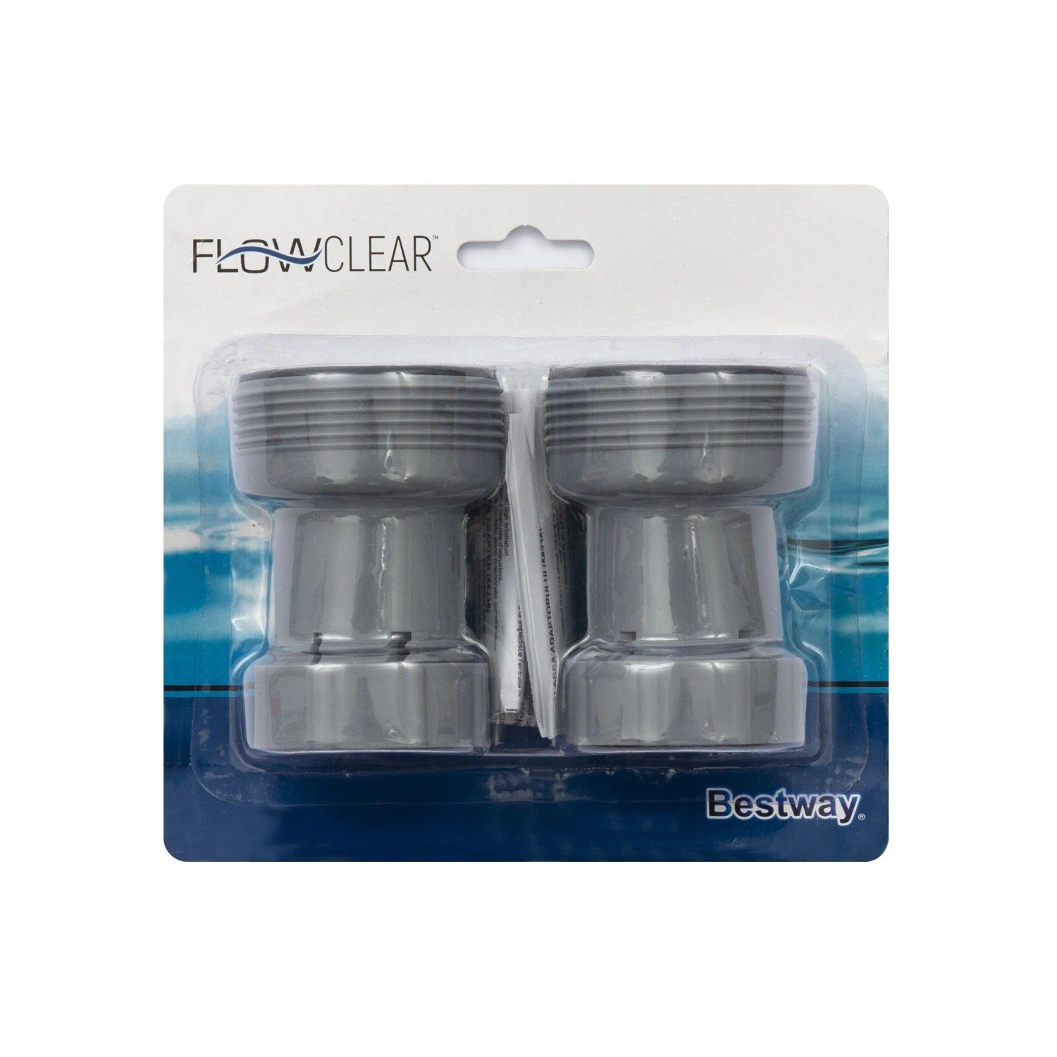 Accessori piscina Bestway: Due connettori per tubi grigi per sistemi piscina.