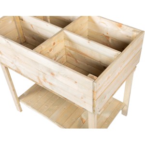 Fioriera rialzata in legno t.b.t. con ripiano per esterni.
