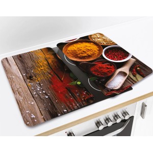Wenko coprifornelli spezie, set da 2, multicolore. Coperture in vetro con motivo spezie.
