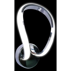 Applique LED moderna con design curvo color argento per un'illuminazione elegante.
