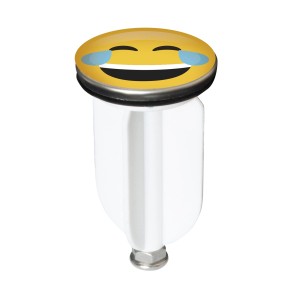 t.b.t. Tappo decorativo con emoji che ride per lavabo.