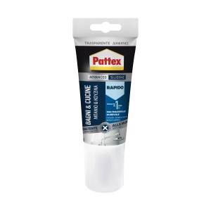 Sigillante siliconico trasparente Pattex per bagni e cucine. A rapida asciugatura e durevole.