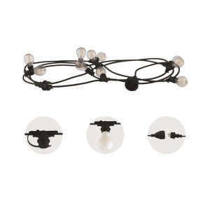 t.b.t. Portalampade con lampadine chiare e cavo nero.