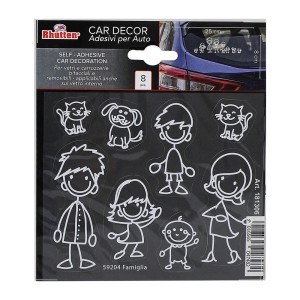 Set di adesivi per auto con famiglia e animali domestici per il lunotto, accessorio per interni auto.