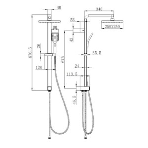 Colonna doccia Grenada 3 getti quadrata cromo