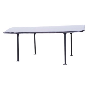 Tettoia t.b.t. grigia con supporti neri.