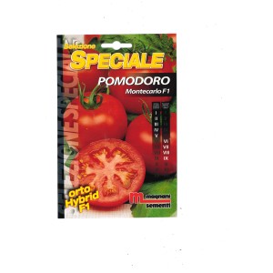 Confezione di semi di pomodoro 'Montecarlo F1' per l'orto.