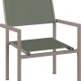 Sedia da giardino t.b.t. con braccioli, struttura color tortora, seduta e schienale verde oliva.