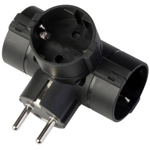 Adattatore multiplo nero t.b.t. per uso interno.