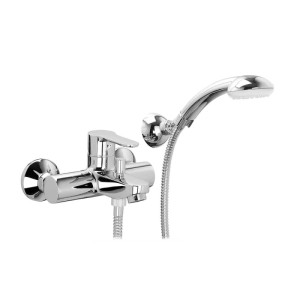 Rubinetto bagno monoc. vasca con supporto a snodo linea blu cromo