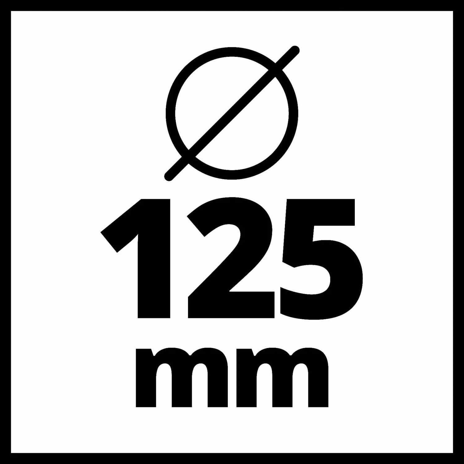Simbolo per diametro disco 125 mm per smerigliatrice angolare Einhell.