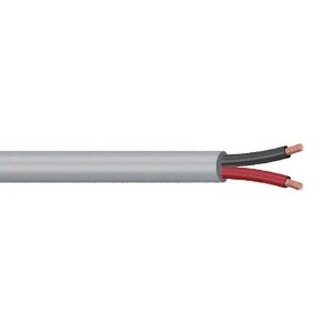 Cavo grigio per citofono con due fili (rosso, nero) per sistemi di interfono.