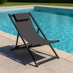 Sedia a sdraio pieghevole Sullivan in alluminio e textilene antracite