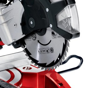 Dettaglio della sega troncatrice Einhell TC-SM 2534 Dual con lama.