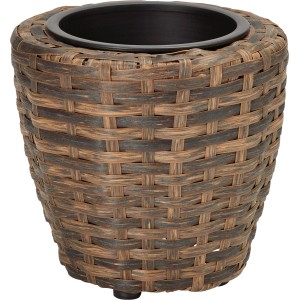 Vaso di fiori conico marrone (Ø 17 cm) effetto rattan per interni ed esterni.