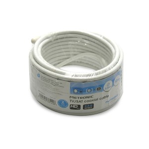 Cavo coassiale bianco Metronic, rotolo da 10m per connessione TV/SAT.