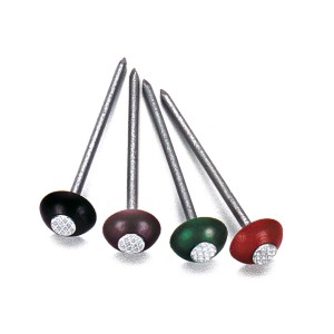 Super chiodi rossi, 200 pezzi, zincati, con teste colorate per fissare lastre bituminose ondulate.