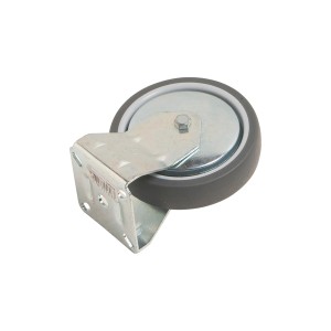 Rotella per apparecchi con piastra, Ø 100 mm, portata 60 kg, ruota in gomma e alloggiamento in acciaio zincato.