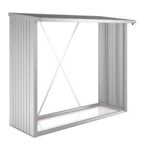 Biohort WoodStock porta legna da ardere taglia 230, argento metallizzato, in lamiera d'acciaio zincata a caldo.