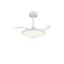 Plafoniera LED t.b.t. bianca con pale del rotore a scomparsa.