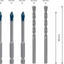 Set di punte per ceramica Bosch Expert Hard, 5 pezzi, Ø 6mm. Punte per piastrelle con codolo esagonale.
