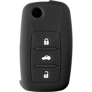 Custodia nera per chiave auto con tre pulsanti per la cura dell'auto.