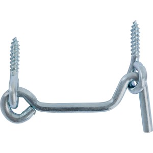 Gancio antivento zincato con occhiello, 3,4 x 60 mm, per fissare porte e persiane.