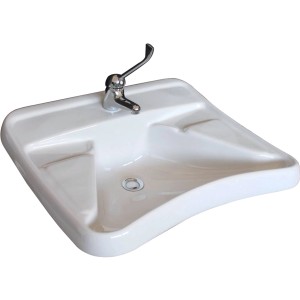 Lavabo bianco t.b.t. (Lavandini) con rubinetto. Design moderno.