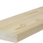 Listello in legno chiaro piallato, dettaglio della venatura del legno.