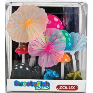 Set decorativo di funghi colorati per acquari di t.b.t.