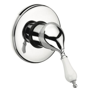 Miscelatore doccia t.b.t. cromato con maniglia bianca.