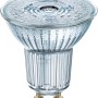 Lampadina LED GU10, aspetto vetro trasparente.