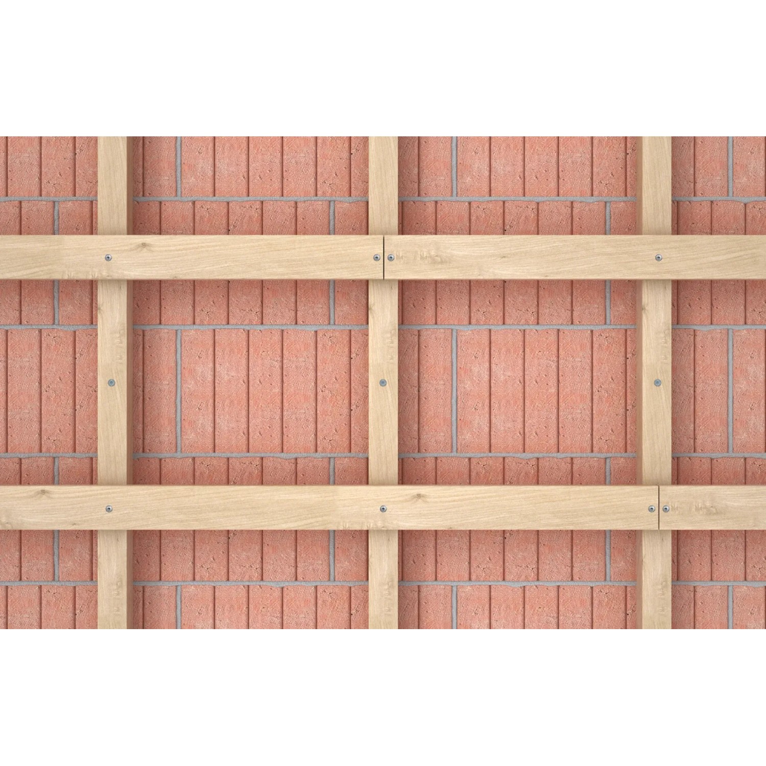 Tassello Fischer DuoXpand 10x140 mm con vite a testa svasata che fissa una struttura in legno a una parete di mattoni.