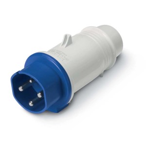 Spina industriale blu e bianca per uso esterno.