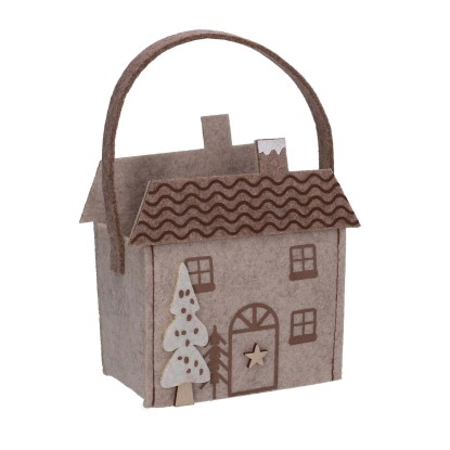 Borsa in feltro casetta grigio 13x7,5xh14 cm