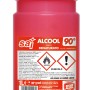 Bottiglia di alcool denaturato rosa 90° per pulizia domestica.