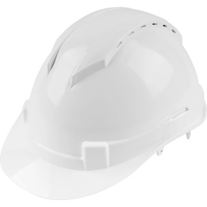 Casco da cantiere bianco LUX con sospensione a 6 punti per una protezione ottimale.