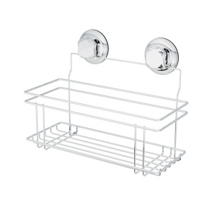 Cesto da parete cromato t.b.t. con ventose per riporre accessori bagno.