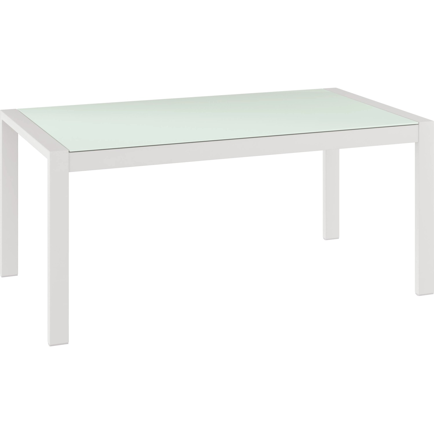 Tavolo del set lounge da divano Noralee 4 pezzi, alluminio bianco. Mobili da giardino con piano.