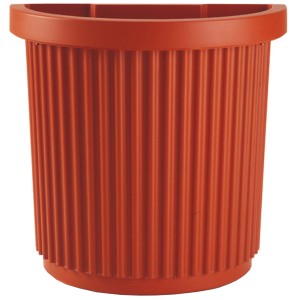 Vaso per piante t.b.t. marrone, semicircolare con superficie a coste per interni ed esterni.
