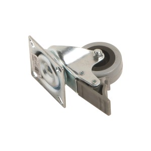 Rotella girevole per apparecchi Ø 50 mm con piastra, freno e cuscinetto liscio, portata 45 kg.