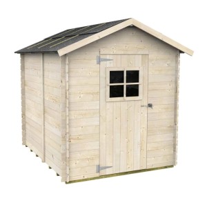 Casetta da giardino in legno Greta 178x218 cm con tetto in ardesia scura, porta singola e finestra. Per attrezzi.