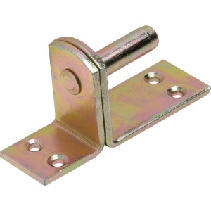 Cerniera a vite D2 zincata gialla, 98x35 mm, perno Ø 13 mm, per fissaggio di bandelle.