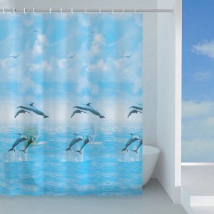 t.b.t. Tenda doccia con delfini, blu.