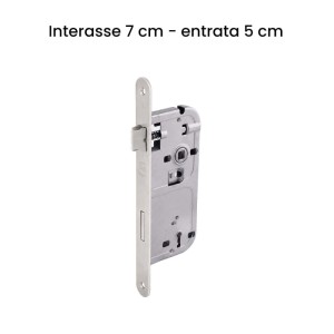 Serratura patent scrocco interasse 70 mm entrata 50 mm cromo satinato