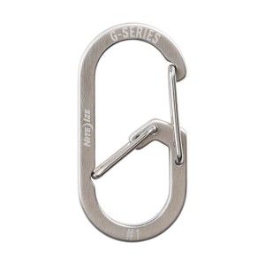 Moschettone in acciaio inox Nite Ize G-Series #1, accessorio di sicurezza per portachiavi.