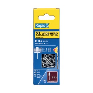 Rivetti Rapid XL Ø3.2 x 8 mm Confezione da 50 Pezzi e Punta del Trapano Inclusa
