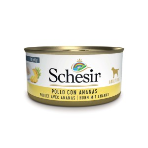 Scheisir cibo umido per cani con pollo e ananas, lattina per cani adulti.