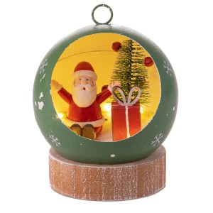 Palla di Natale decorativa e luminosa con Babbo Natale, albero e regalo. Ideale come decorazione festiva per finestre.