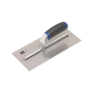 Spatola lisciante professionale LUX in acciaio inox con manico bicomponente per adesivi per piastrelle e pavimenti.
